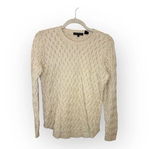 Jeanne Pierre Pullover beige Zopfmuster | L weicher adretter klassischer Rundhalspullover - Bild 1 von 6