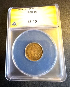 1863 Indian Head Cent ANACS EF-50 - Picture 1 of 7