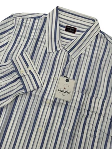 Camisa Untuckit Mujer Pinot Perse Azul Blanco Manga Larga Talla 16 NUEVA - Imagen 1 de 7