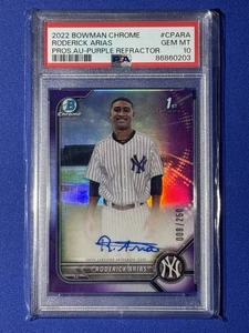 2022 Bowman Chrome Roderick Arias Purple 1st Auto Roderick Arias /250 Yankees - Picture 1 of 2