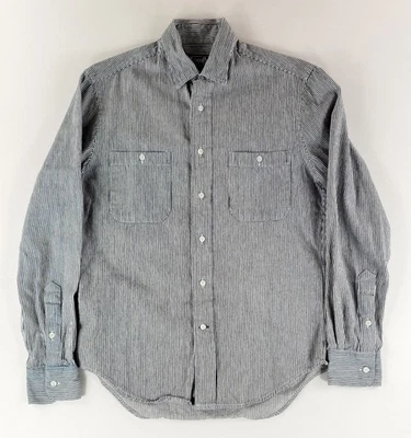 Gitman Bros Hickory Stripe Denim Button Up Shirt Made USA Mens S - Image 1 of 4