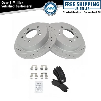 Kit trasero ranurado perforado rendimiento metálico Posi rotor y pastillas de freno Foto 1 de 4