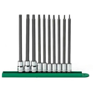 1/4 in. and 3/8 in. Drive Long Torx Bit Socket Set with Socket Rail (10-Piece) - Picture 1 of 7