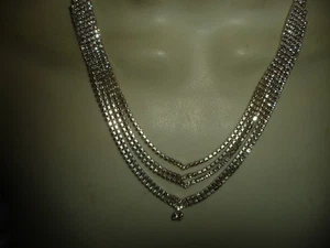 CLAIRE`S 5 REIHEN DRAPIERT KLAR STRASS KETTEN HOCHZEIT ABSCHLUSSBALL 9" L HALSKETTE #5/2 - Bild 1 von 9