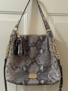 Michael Kors Handtasche Bedford Dark Sand geprägtes Leder Schlangenleder Schultertasche - Bild 1 von 8
