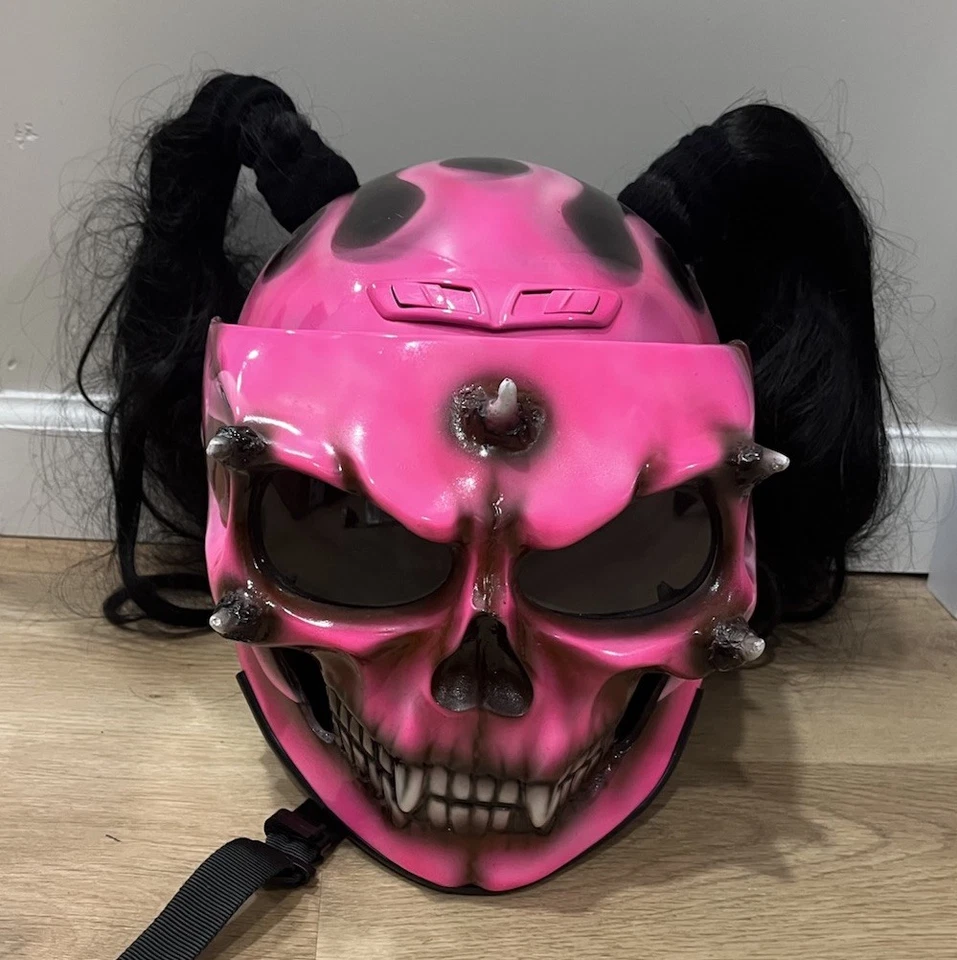 Casco de motocicleta KYT con calavera rosa para mujer - XL Foto 1 de 4