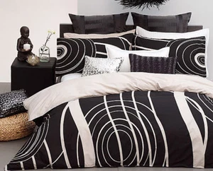 2 Pce Logan and Mason MURRAY Black Linen Quilt Doona Duvet Cover Set - SINGLE - Picture 1 of 3