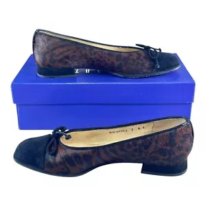 Mocassini bassi vintage Stuart Weitzman Capricorno da donna scarpe capelli animali marroni 7 AA - Foto 1 di 10