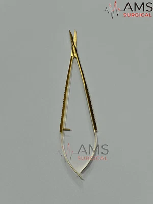 Kamiyama Micro Scissors For Neurosurgery Gold Coated 18cm Straight Handle - Image 1 of 3