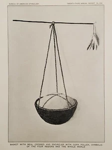 Zuni Pueblo Maispollen Symbolic Four Regions World New Mexico 1904 Lithographie - Bild 1 von 2