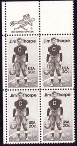 Scott #2089 Jim Thorpe (Indian, Olympian) Zip Block of 4 Stamps - MNH - Picture 1 of 1