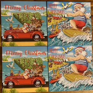 4 X Australiana Aussie Christmas Cards Cute With Envelopes 2 Designs - Bild 1 von 2