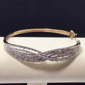 Round Cut Lab Created Diamond Bangle Bracelet 14k Yellow Gold Finish 3.00 Ct - Picture 1 of 1