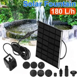 Solar Teichpumpe Solarpanel Bachlaufpumpe Solar Pumpe Gartenbrunnen mit 6 Düsen - Bild 1 von 15