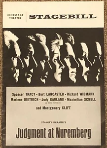 Judgment At Nuremberg Stagebill Cinestage Theatre Week of July 8th, 1962 - Picture 1 of 1