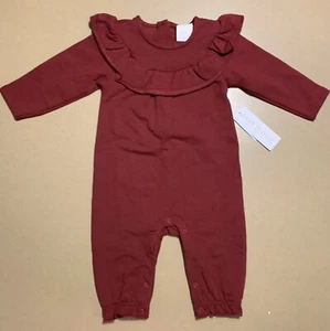 Baby Girls Ruffled Long Sleeves Romper Jumpsuit Red BuyBuyBaby Sizes 6M, 9M,18M - Picture 1 of 7