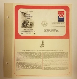 US Postage Stamp 1980-07-21 Veterans Administration 50t Washington DC Pstmrk FDC - Picture 1 of 1