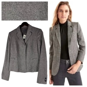 NUEVO Chaqueta Blazer Ann Taylor Talla 6 Mediana Tweed Gris Mezcla Lana Carrera H - Imagen 1 de 5