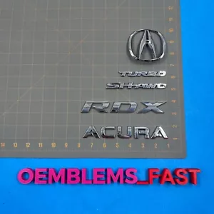 2007-12 Acura RDX Turbo AWD OEM Chrome Rear Trunk Hatch Door Lid Emblem Set - Picture 1 of 7