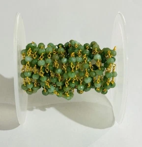 Green Emerald Jade 4mm Faceted Rondelle Beads Rosary Chain Bulk Roll Jewelry - Picture 1 of 10