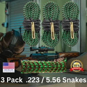 .223 5.56 Bore Cleaning Barrel Snakes 3 Pack Fast Free Shipping Easy Shine Clean - Picture 1 of 6