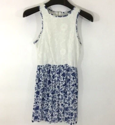 Vestido Blanco y Azul DELIA’S Verano Floral Verano Vestido Mujer Talla M Foto 1 de 4