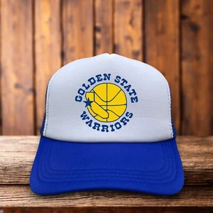 Golden State Warriors Herren Truckermütze blau Druckknopflasche 1988 Logo Basketballkappe - Bild 1 von 5