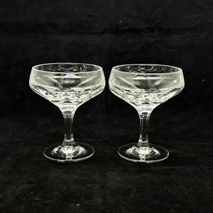 Gorham Crystal Sonja Champagne Sherbet Glass Clear Cut Panels 5in 2Pc Set - Picture 1 of 13