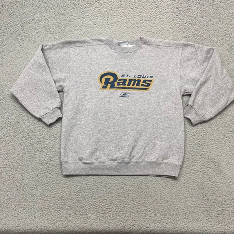 St Louis Rams Sweatshirt Adult Large Gray Reebok Football Pullover Sweater NFL Cover