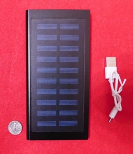 Super-slim Metal Powerbank w/Solar panel recharge option + Flashlight -NEW- - Picture 1 of 5