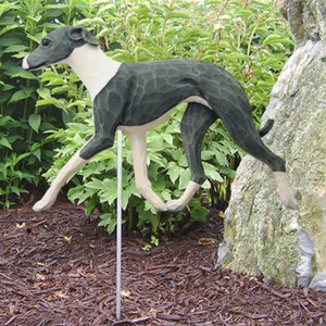Italian Greyhound Outdoor Garden Sign Hand Painted Figure Blue/White - Picture 1 of 1