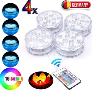4 Stück Poolbeleuchtung Unterwasser Licht RGB LED Wasserdichte Mit Fernbedienung - Bild 1 von 15