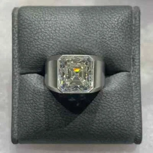12ct Asscher Cut Lab Created White Sapphire Bold Herren Ring 925 Sterling Silber - Bild 1 von 3