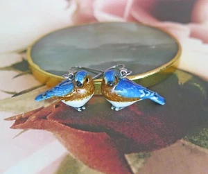 Bluebird Porcelain Earrings Hand Painted Jewellery Spiritual Animal Mothers Day - Picture 1 of 1