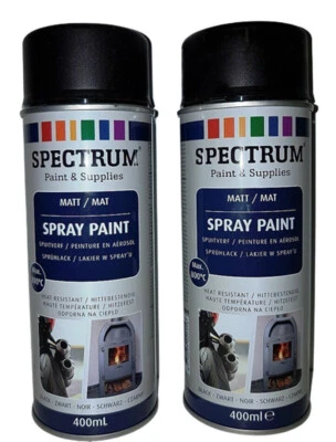 2 x  AUSPUFFLACK SPRAY Schwarz Matt bis 800°C 400ml  THERMOLACKSPRAY ABRIEBFEST - Bild 1 von 3
