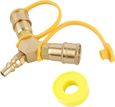 1/4" RV Propane Y Splitter 2Way LPG Kit Shutoff Valve for Trailer BBQ, Heater - Image 1 of 4