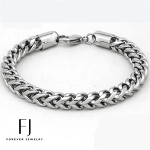 Men's 8.5" Silver Stainless-Steel 5mm Franco Chain Bracelet,High Polish.Box - Picture 1 of 2