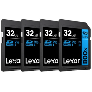 Lexar 32GB High-Performance 800x UHS-I SDHC Memory Card BLUE Series - (4-Pack) - Picture 1 of 7