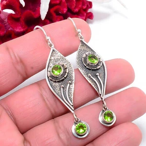 Peridot Gemstone Designer Handmade 925 Sterling Silver Jewelry Earring 2.42 Sku2 - Picture 1 of 2