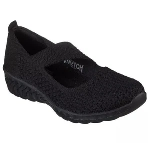 NEW Skechers Black Relaxed Slip On Mary Jane Low Wedge Walking Casual Shoe 6.5 - Picture 1 of 6
