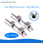 2X Sbr12 Linear Rail 300-1500Mm & 4X Sbr12uu Block Linear Guide Shaft Rod