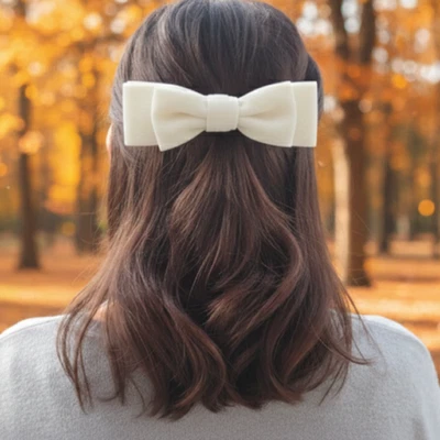 Pinza para el cabello con moño de cinta de terciopelo negro 28 colores grande pasador francés Foto 1 de 4