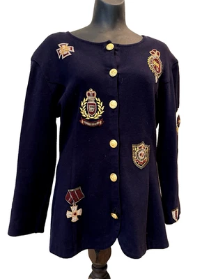 Vtg ADRIENNE VITTADINI  Jeweled Beaded Trophy  Soft Cotton Knit Jacket - Image 1 of 4