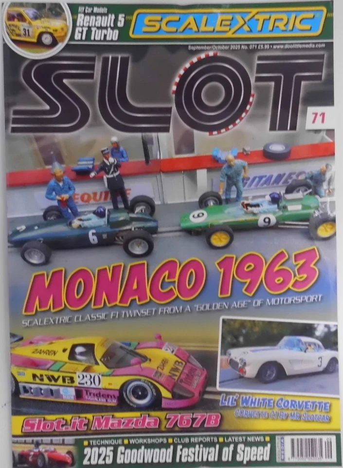 Slot magazine Sep/Oct '25 Monaco 1963: Classic Scalextric F1 twinset +Mazda 767B — 第 1/1 张图片