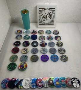 Vintage Lot of Various POG Plastic Slammers/Milk Caps/Holder Travel Case **AS IS - Picture 1 of 24