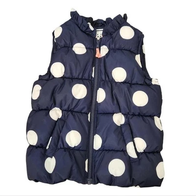 Chaleco acolchado a lunares Gymboree Girls - Talla 5/6 - Azul marino, blanco y rosa Foto 1 de 4