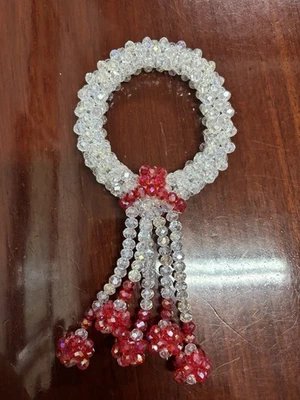 Cristal Rojo y Blanco Flores Artificiales Corona Tailandesa Belleza Decoración del Hogar Foto 1 de 4