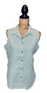 Top para mujer Patagonia sin mangas con cuello abotonado verde a cuadros talla grande - Imagen 1 de 3