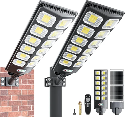 Solar Street Lights Outdoor Waterproof, IP66 15000LM 6500K Solar Flood Lights Du - Image 1 of 4