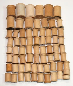 Vintage Lot 70 WOODEN THREAD SPOOLS Coats & Clarks Star Corticelli ALL EMPTY - Picture 1 of 2